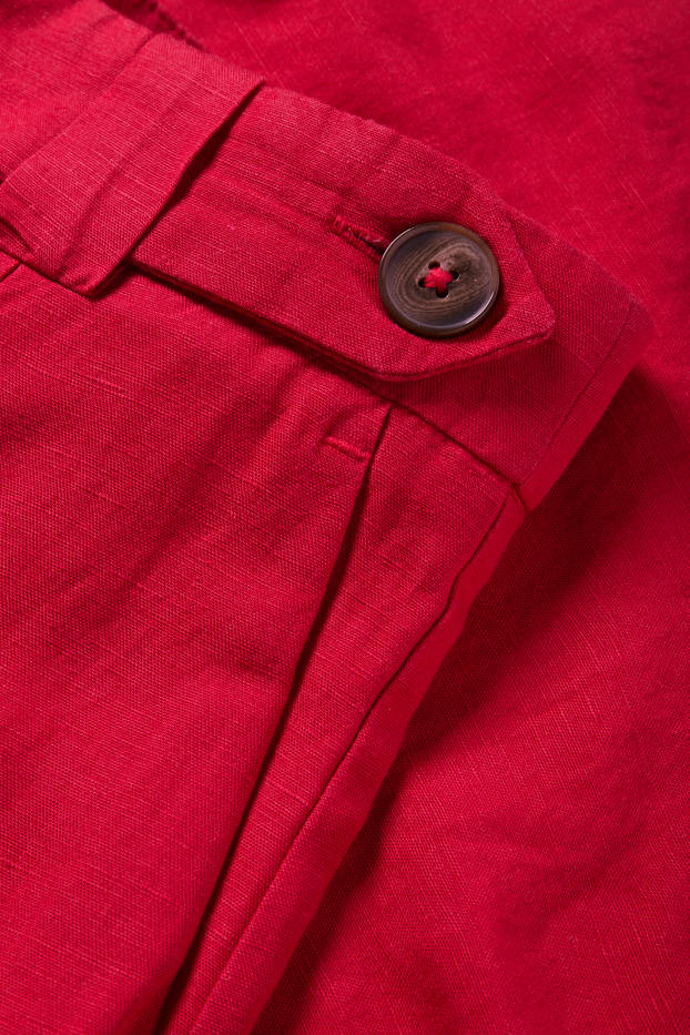 Women - Shorts - high waist - linen blend - dark red