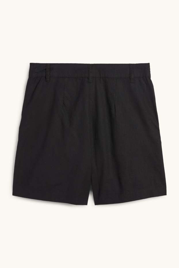 Dames - Short - mid waist - linnenmix - zwart