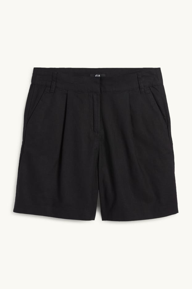 Dames - Short - mid waist - linnenmix - zwart