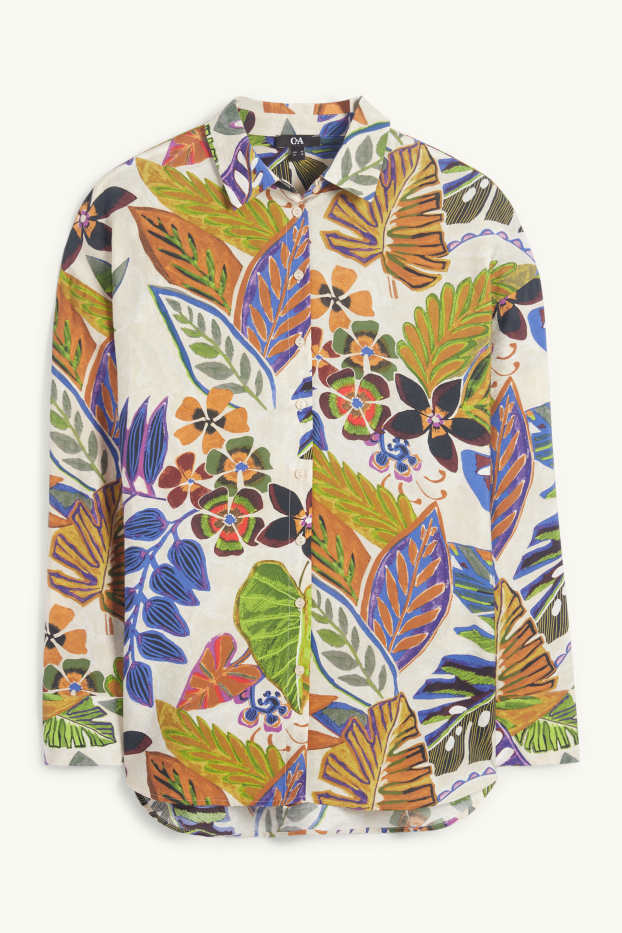 Femmes - Chemisier - à fleurs - beige clair