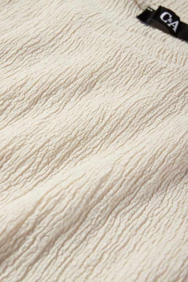 Femmes - T-shirt - slim fit - texturé - beige