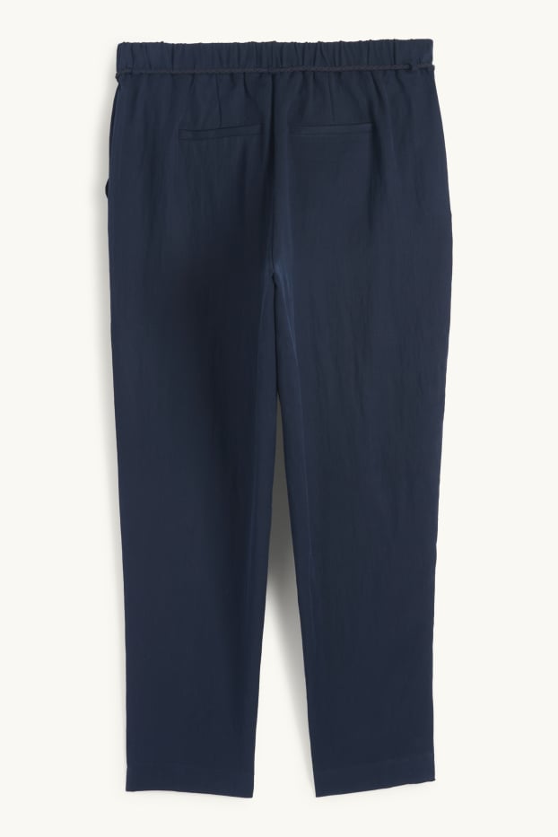 Femmes - Pantalon de toile - high waist - tapered fit - bleu foncé