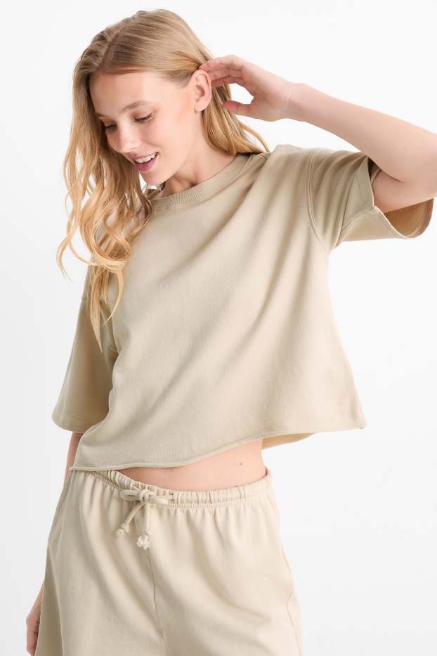 Femei - Tricou - supradimensionat - bej