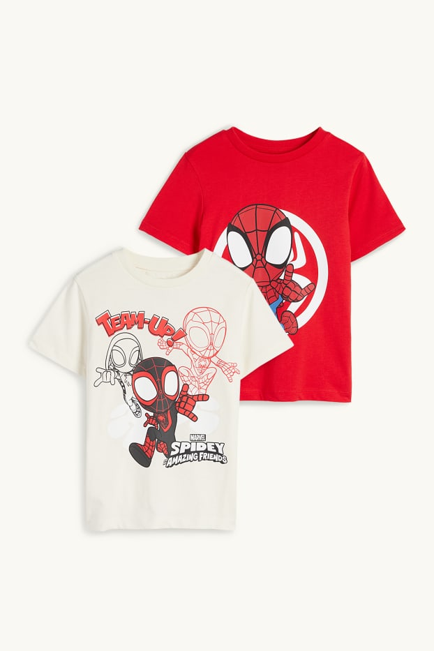 Kinderen: jongens - Set van 2 - Spidey - T-shirt - crèmekleurig