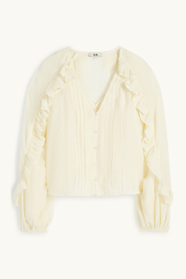 Mujer - Blusa de chifón - crema