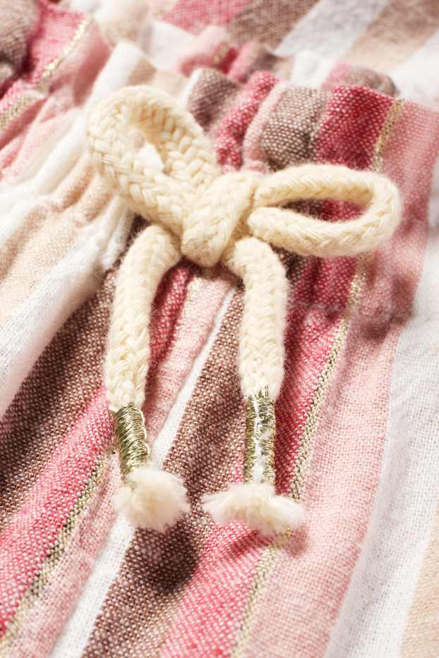 Kinder Mädchen - Stoffhose - Leinen-Mix - gestreift - cremeweiss