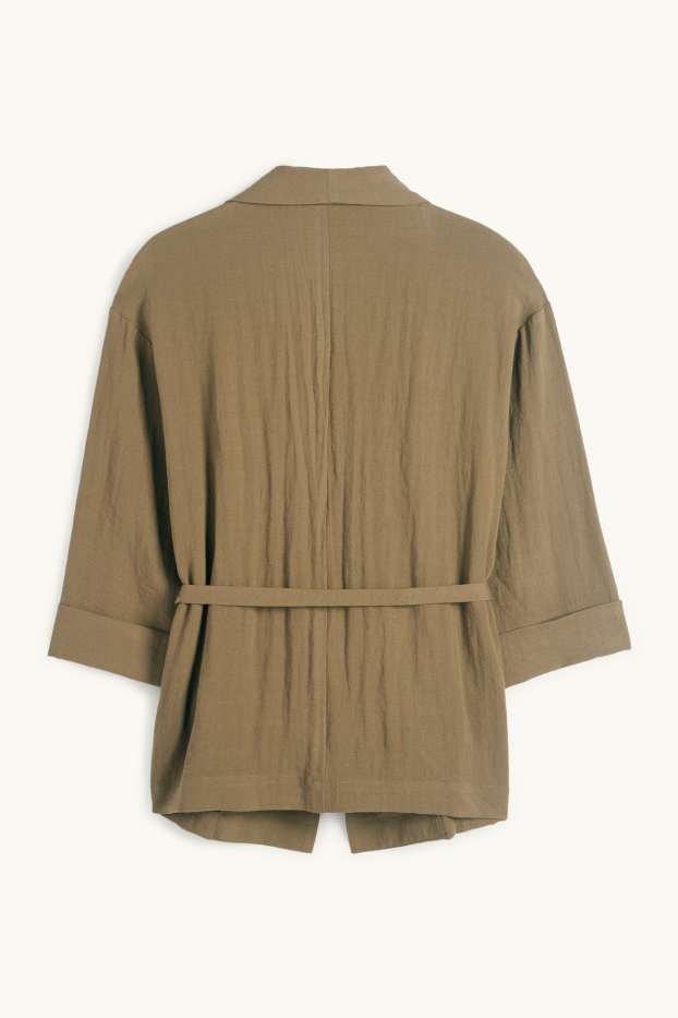 Damen - Longblazer - Relaxed Fit - khaki