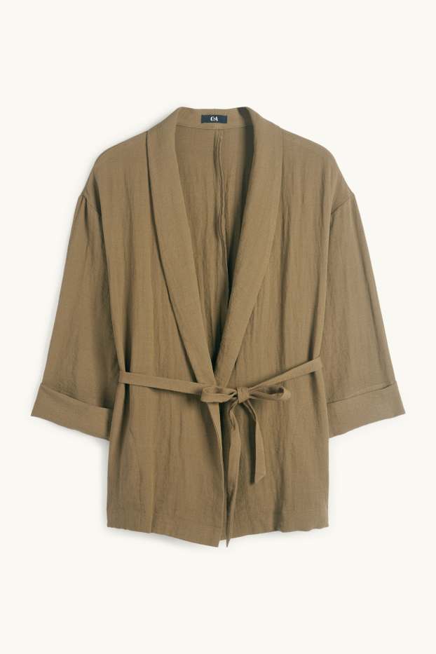 Damen - Longblazer - Relaxed Fit - khaki