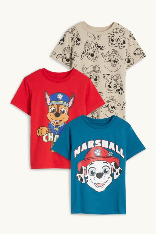 Děti - chlapci - Multipack 3 ks - Tlapková patrola - Chase, Marshall - tričko s krátkým rukávem - petrolejová
