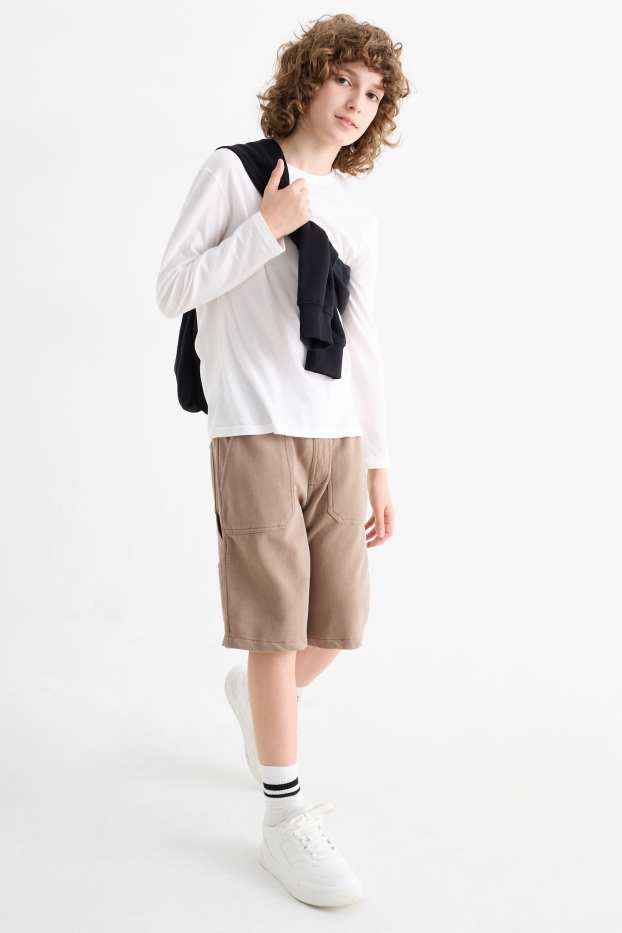 Kinder Jungen - Sweatshorts - taupe