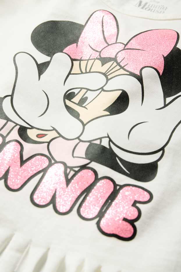 Děti - dívky - Minnie Mouse - top s třásněmi - krémově bílá