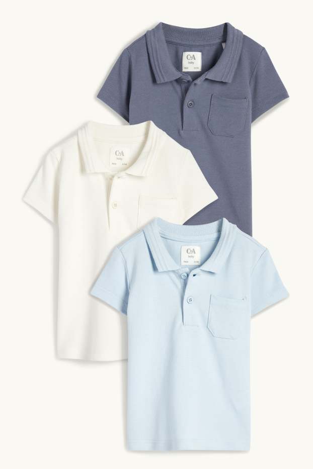 Bébés garçons - Lot de 3 - polos pour bébé - bleu / blanc