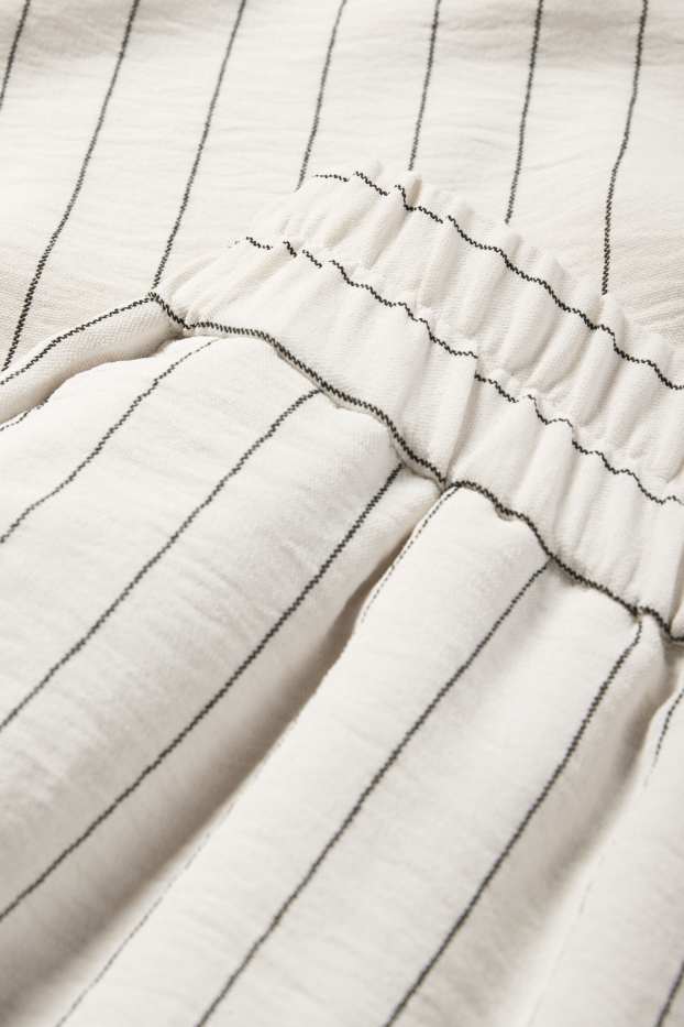 Women - Cloth trousers - mid-rise waist - wide leg - pinstripes - cremewhite