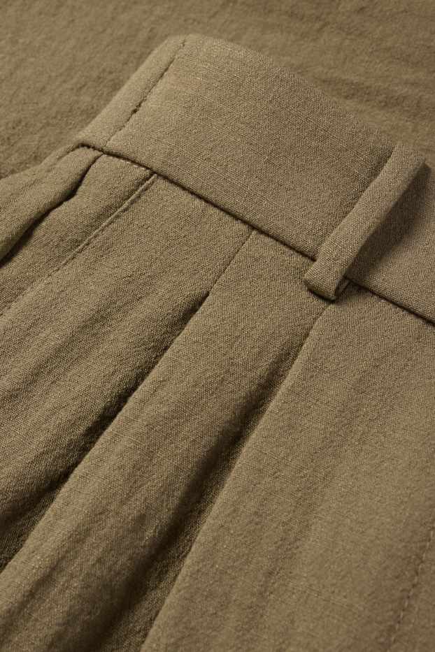 Damen - Business-Hose - High Waist - Loose Fit - grün