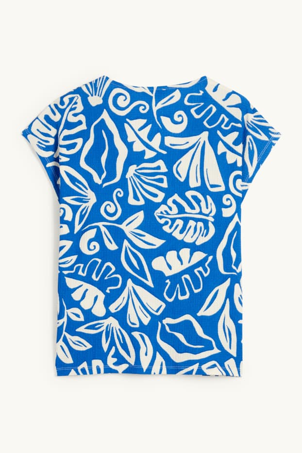 Mujer - Camiseta con escote en pico - regular fit - estampada - azul / blanco