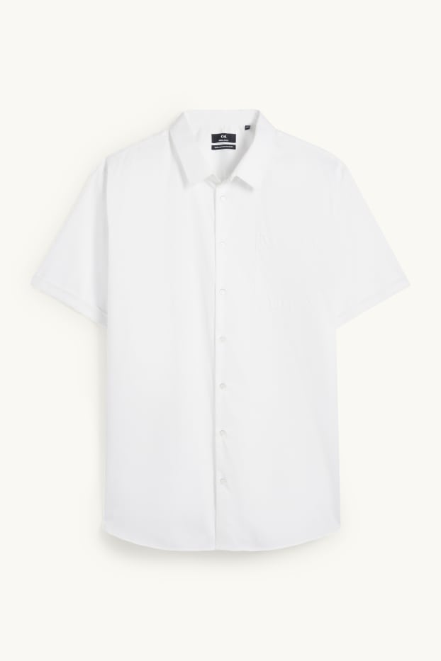 Uomo - Camicia - regular fit - colletto all'italiana - no stiro - tramata - bianco