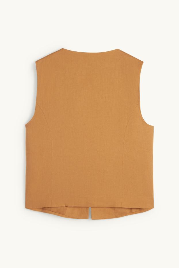 Damen - Business-Weste - tailliert - Leinen-Mix - hellbraun
