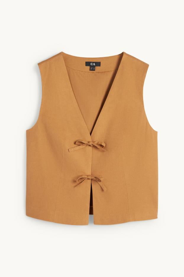 Damen - Business-Weste - tailliert - Leinen-Mix - hellbraun