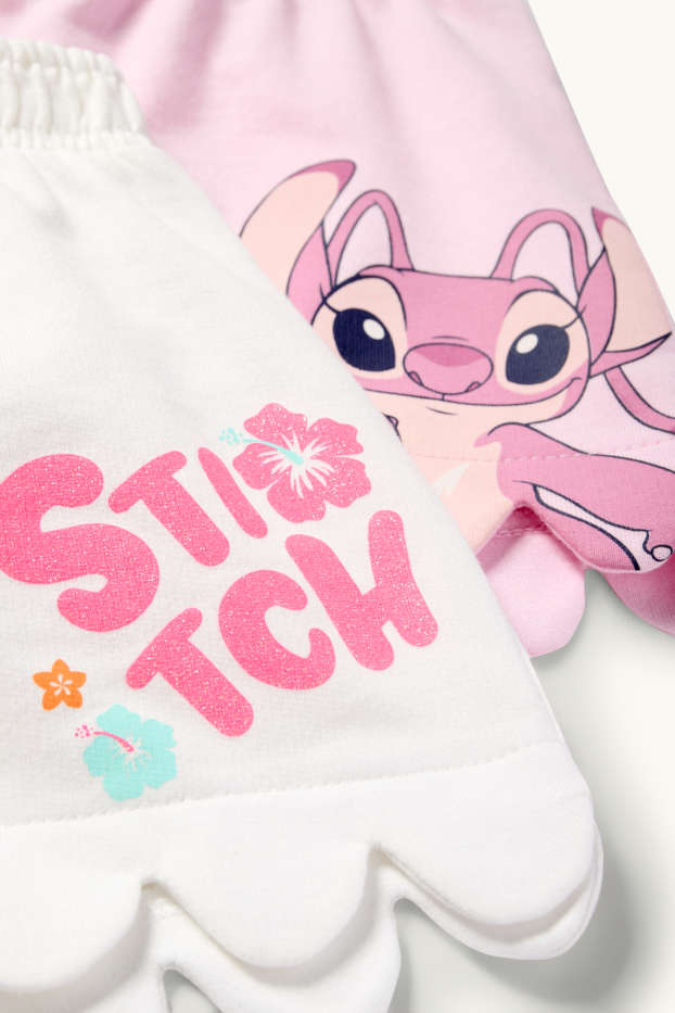 Bambine - Confezione da 2 - Lilo & Stitch - shorts in felpa - rosa