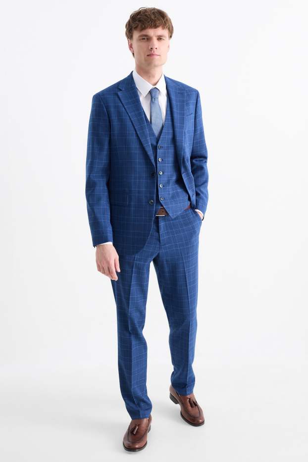 Herren - Anzug mit Krawatte - Regular Fit - Stretch - 4 teilig - dunkelblau