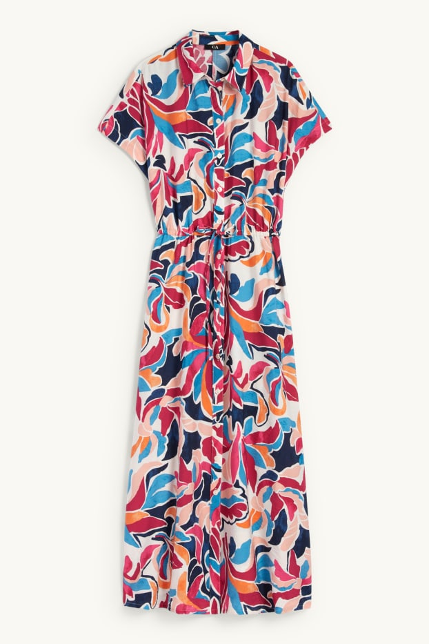 Donna - Vestito a blusa - fantasia - rosa scuro