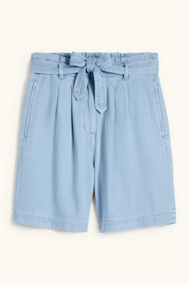 Dames - Korte broek - high waist - jeanslichtblauw