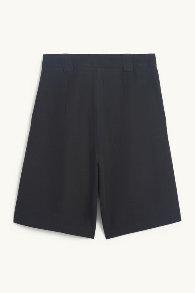Women - Shorts - high waist - linen blend - black
