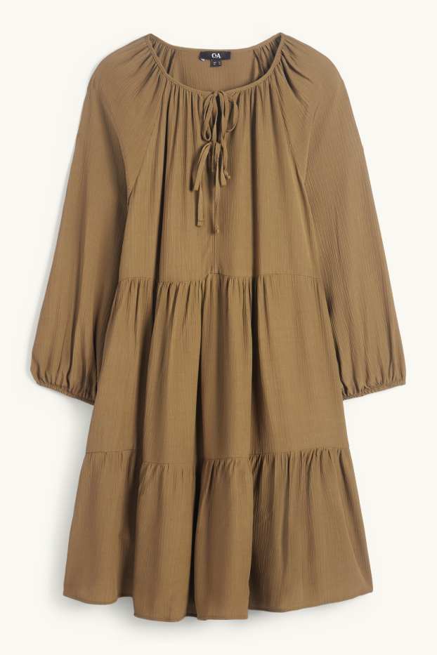 Women - Viscose A-line dress - khaki