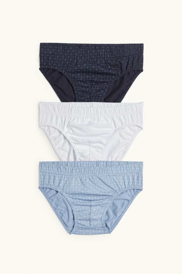 Herren - Multipack 3er - Slip - kariert - hellblau