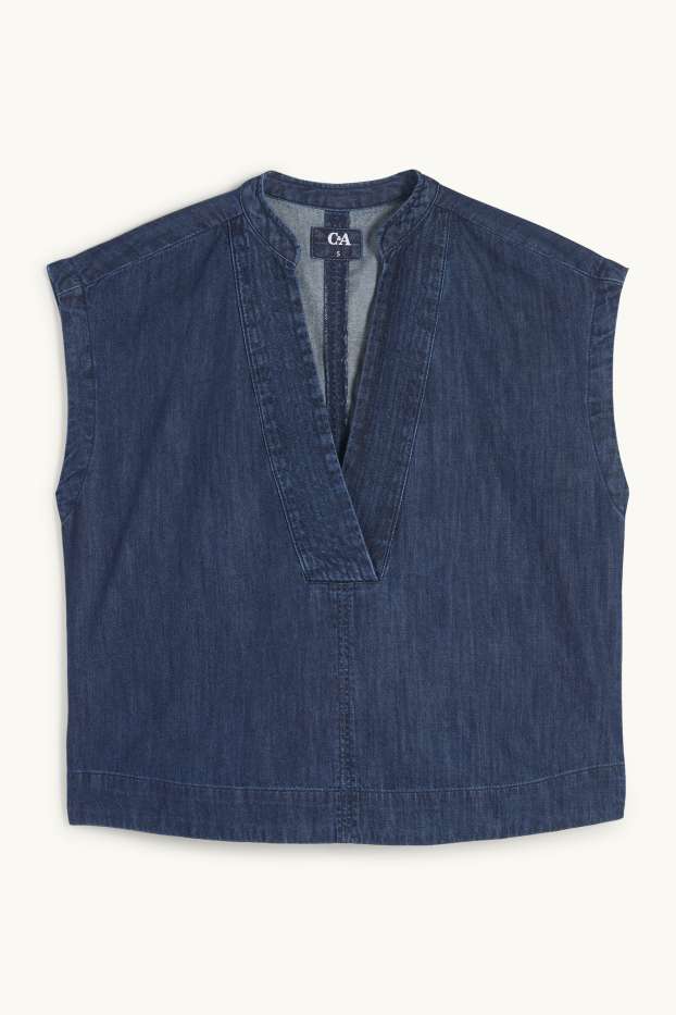 Women - Denim blouse top - denim-dark blue