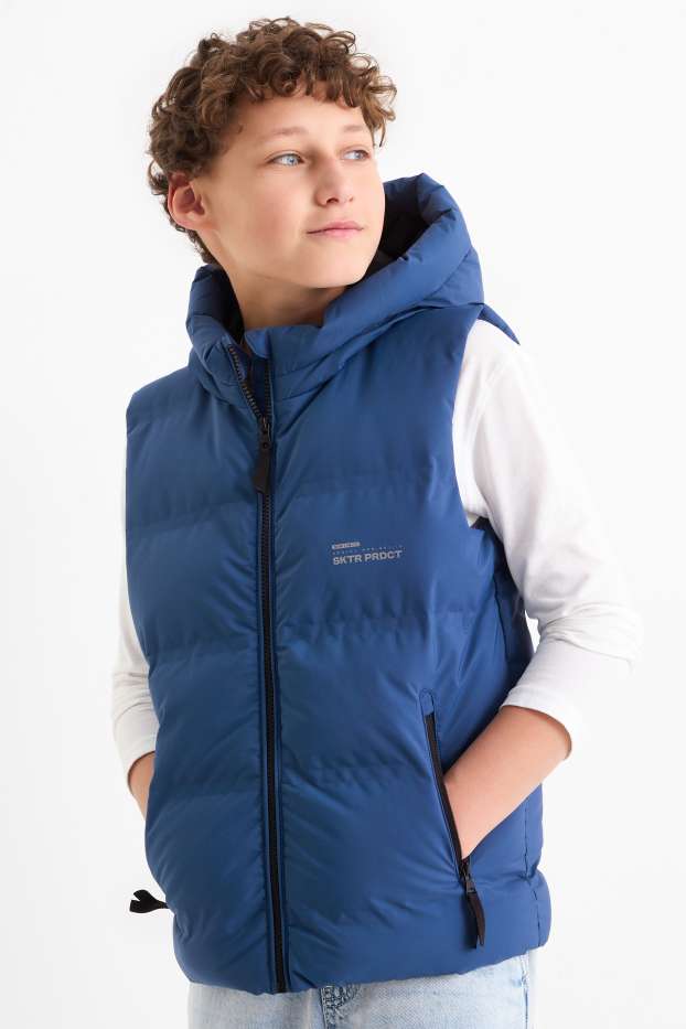 Niños - Chaleco acolchado con capucha - hidrófugo - azul