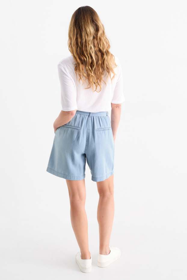 Dames - Korte broek - high waist - jeanslichtblauw