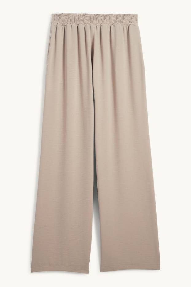 Dames - Pantalon - high waist - wide leg - beige