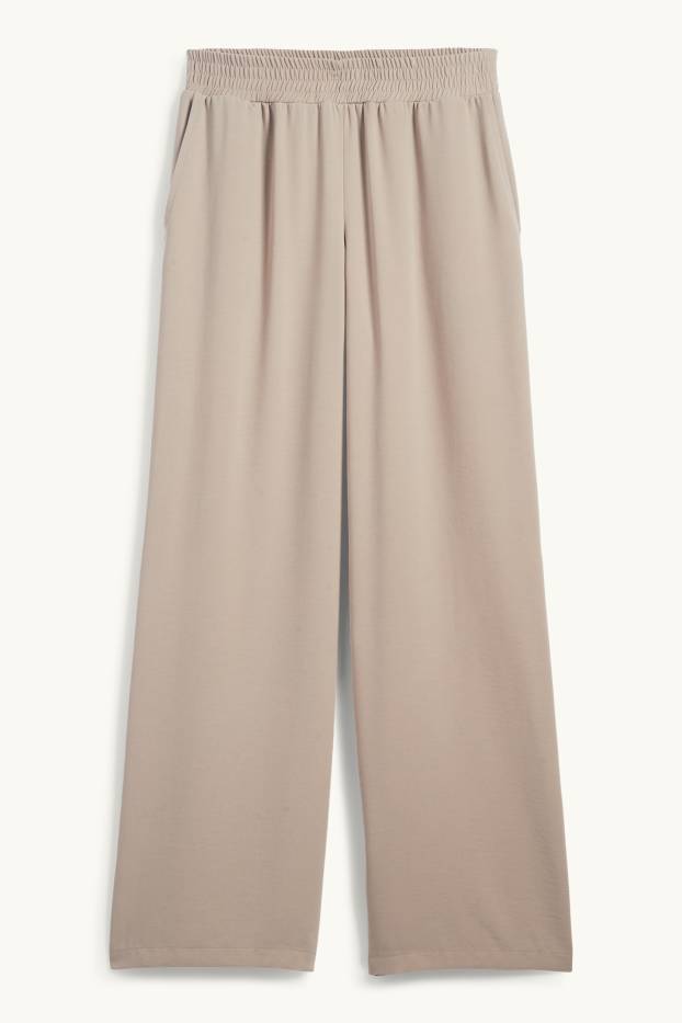 Dames - Pantalon - high waist - wide leg - beige