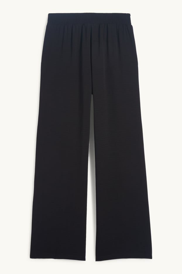Women - Cloth trousers - high waist - wide leg - black