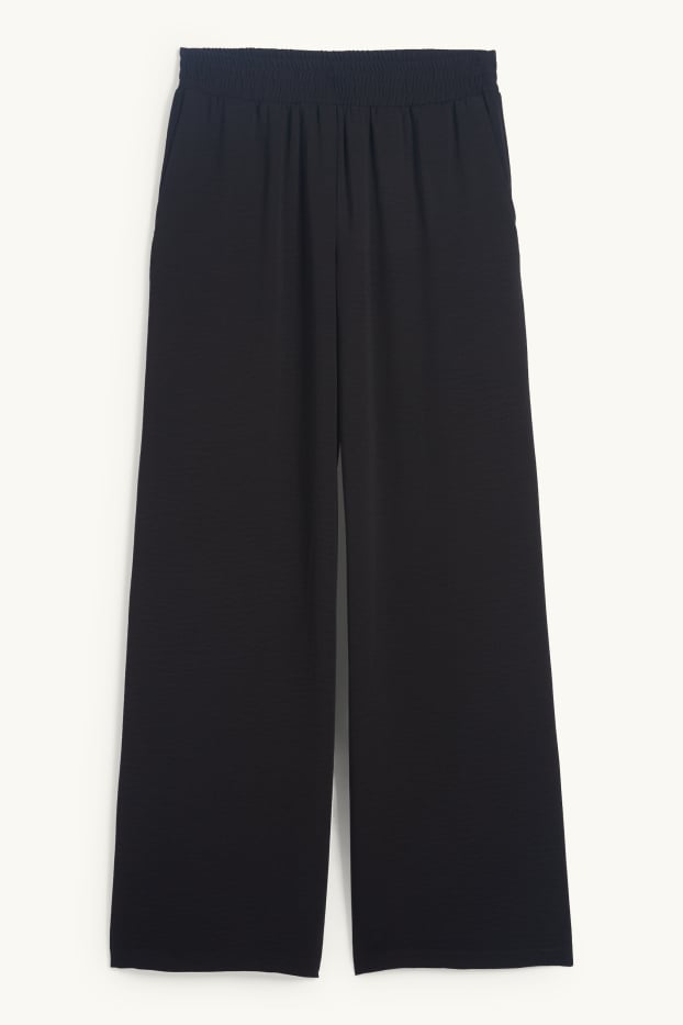 Women - Cloth trousers - high waist - wide leg - black