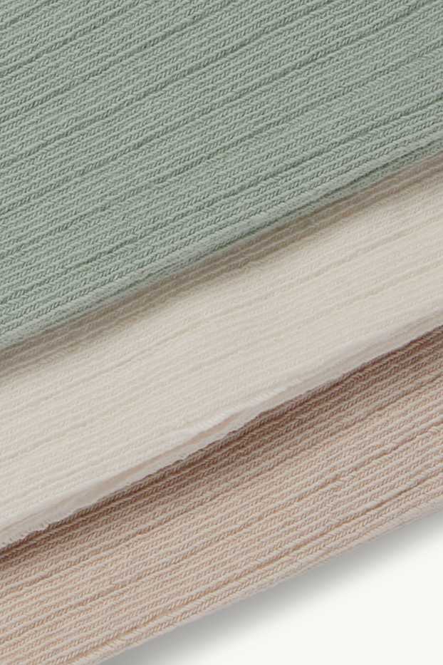 Baby Girls - Multipack of 3 - baby tights - ribbed - cremewhite