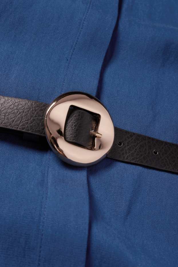 Women - Shirt dress with belt - dark blue