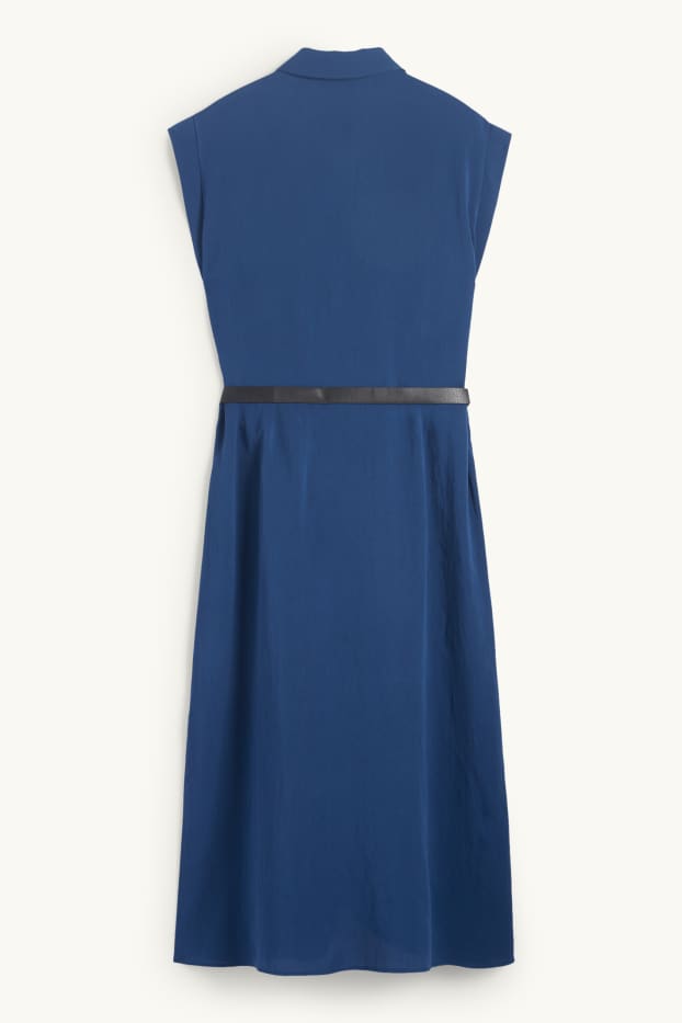 Women - Shirt dress with belt - dark blue