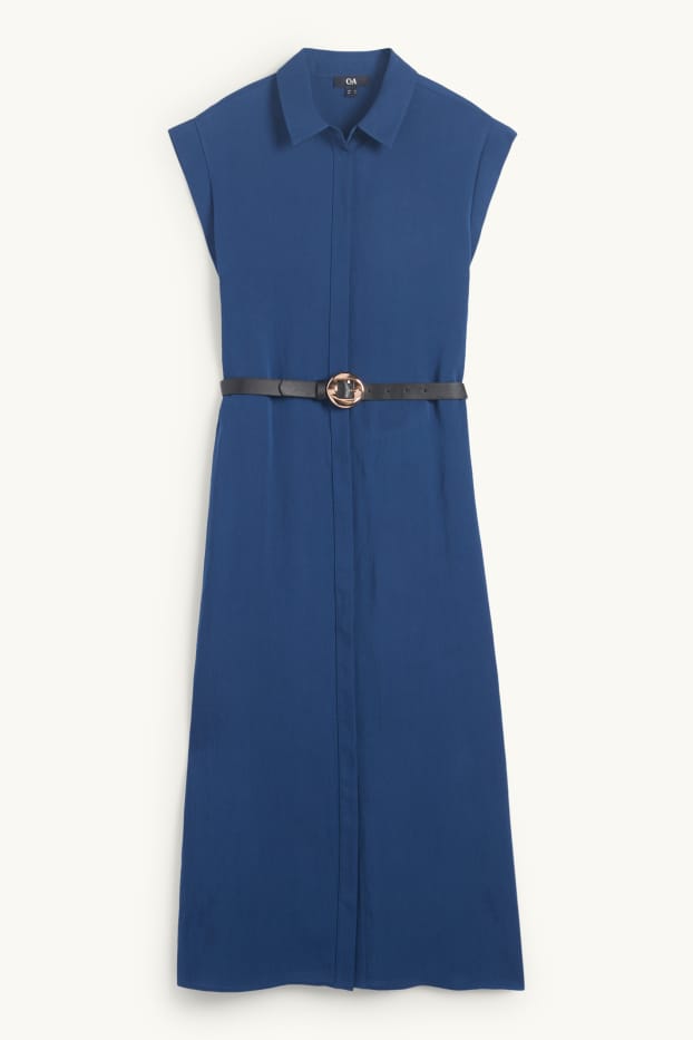 Women - Shirt dress with belt - dark blue