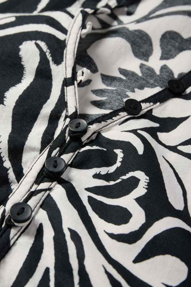 Femmes - Robe-chemisier - à fleurs - noir / blanc