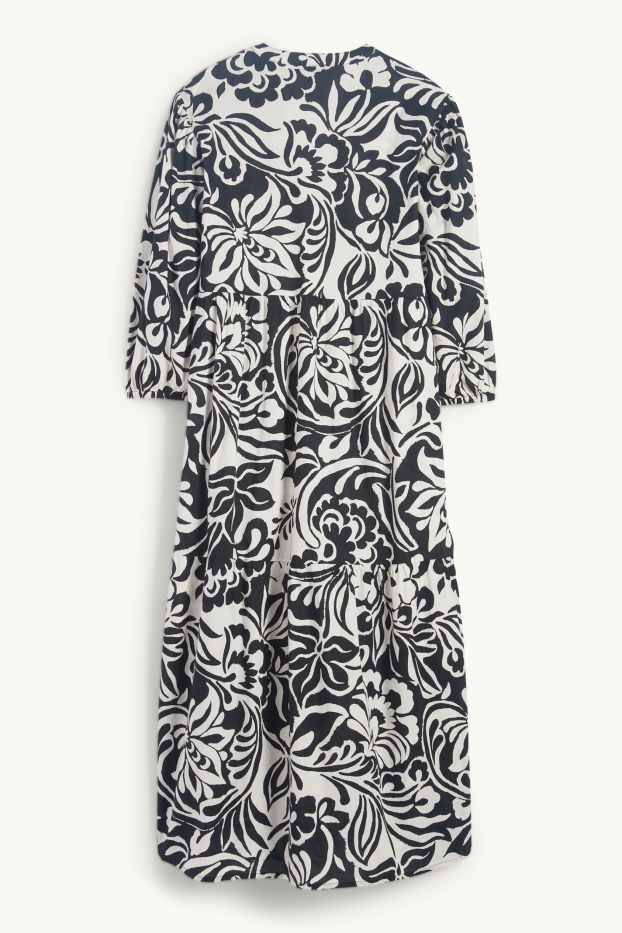 Femmes - Robe-chemisier - à fleurs - noir / blanc