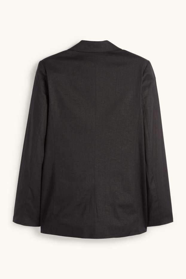 Donna - Blazer lungo - relaxed fit - misto lino - nero