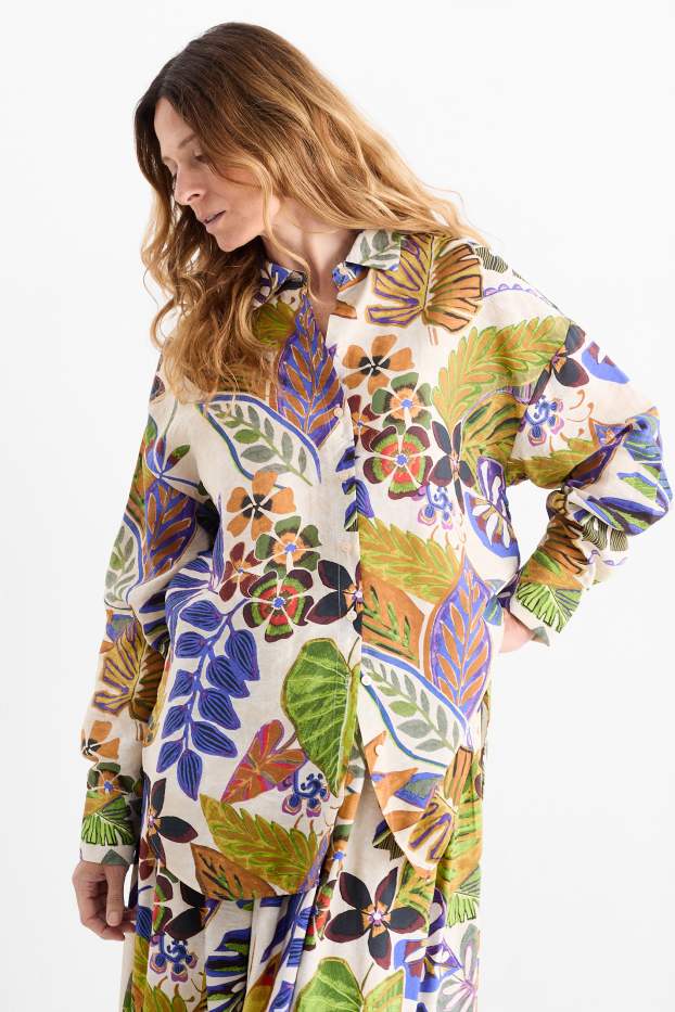 Femmes - Chemisier - à fleurs - beige clair