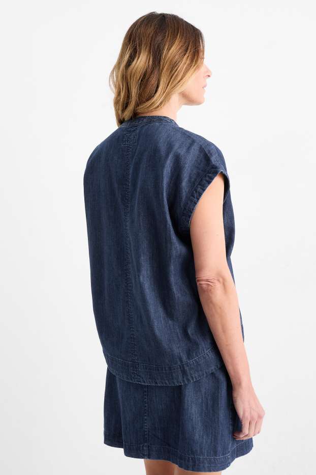 Women - Denim blouse top - denim-dark blue