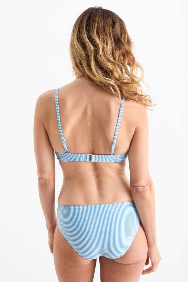 Damen - Bikini-Hose - Mid Waist - LYCRA® XTRA LIFE™ - gestreift - weiß / hellblau