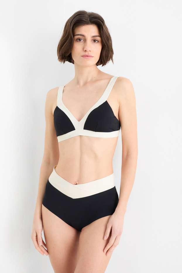 Femmes - Bas de bikini - high waist - LYCRA® XTRA LIFE™ - noir / blanc