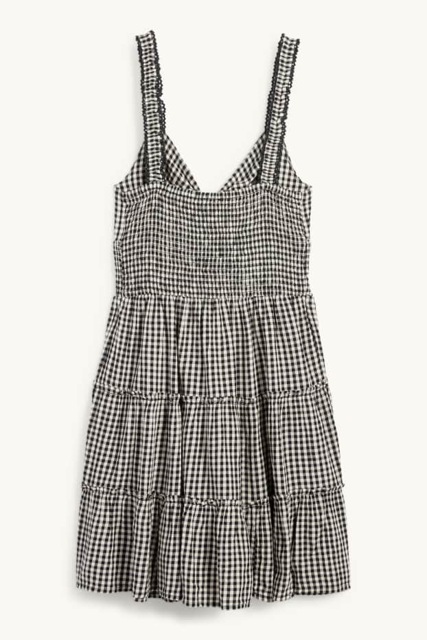 Kobiety - Sukienka fit & flare z supłem - w kratkę - czarny / beżowy