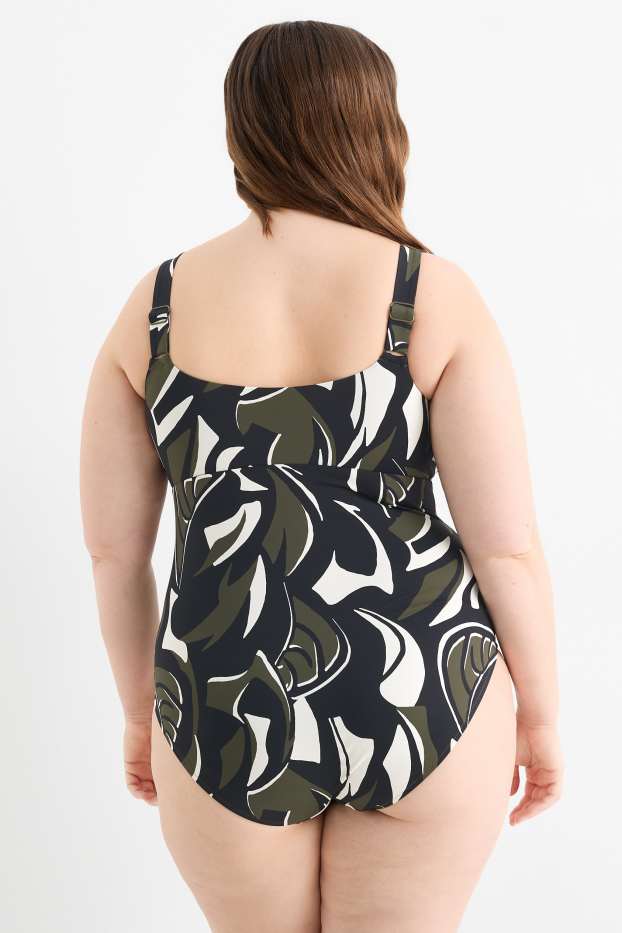 Donna - Costume da bagno - imbottito - LYCRA ® XTRA LIFE™ - fantasia - verde scuro / nero