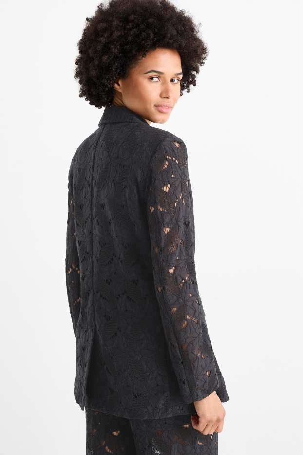 Donna - Blazer lungo di pizzo - relaxed fit - nero